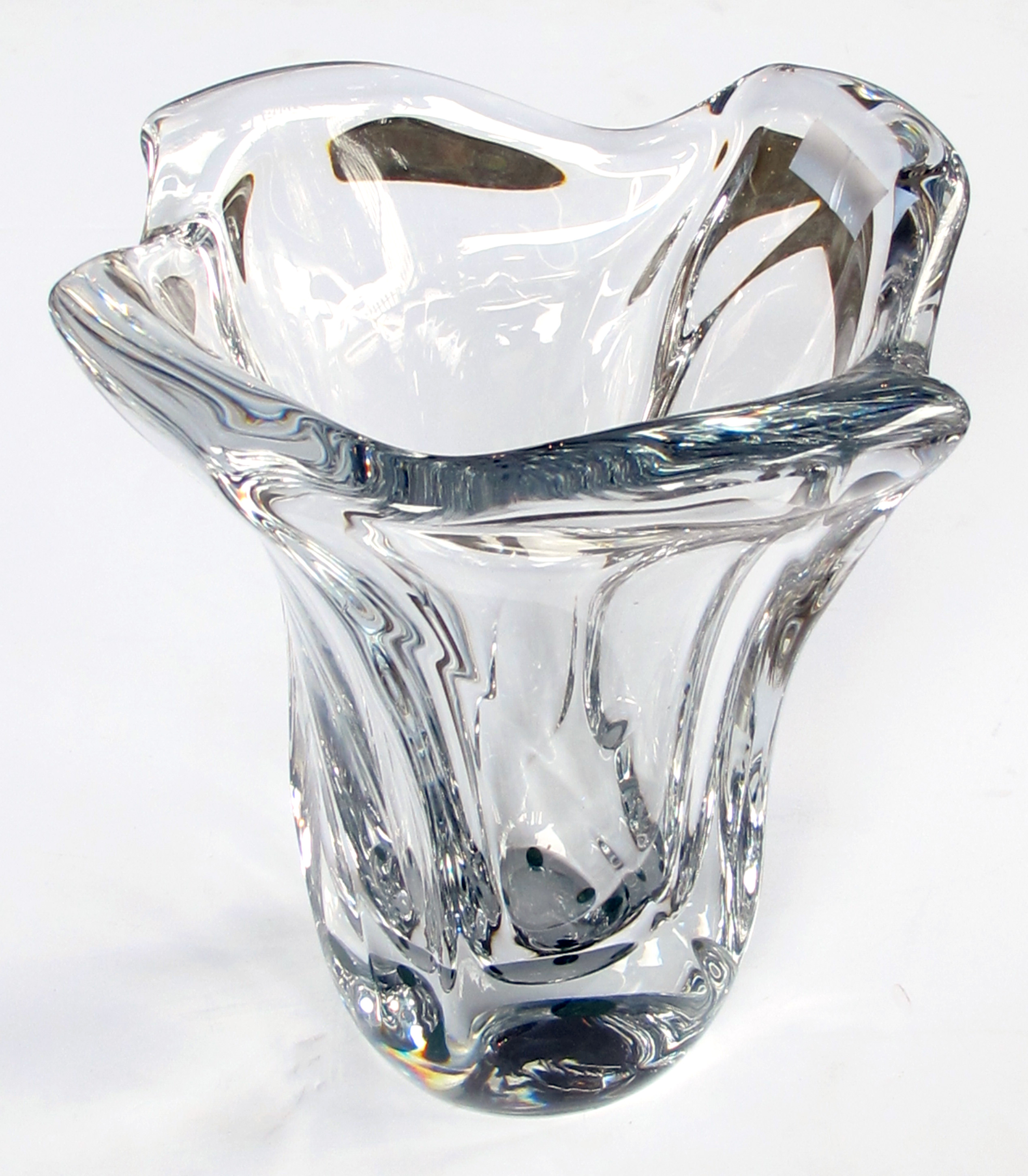 an impressively-large and heavy french daum clear crystal vase c. 1945