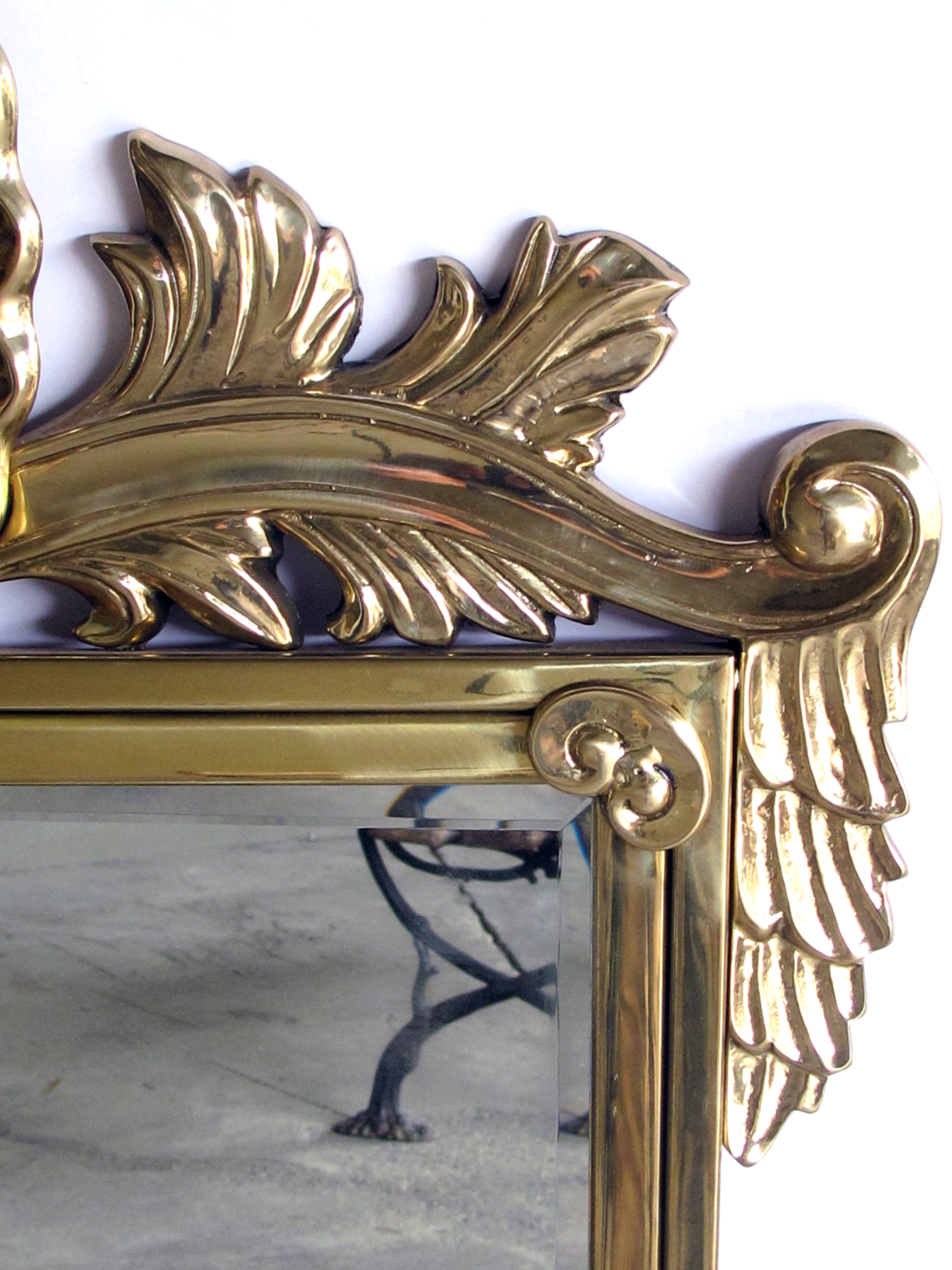 A Good Quality Italian Hollywood Regency Solid Brass Mirror With