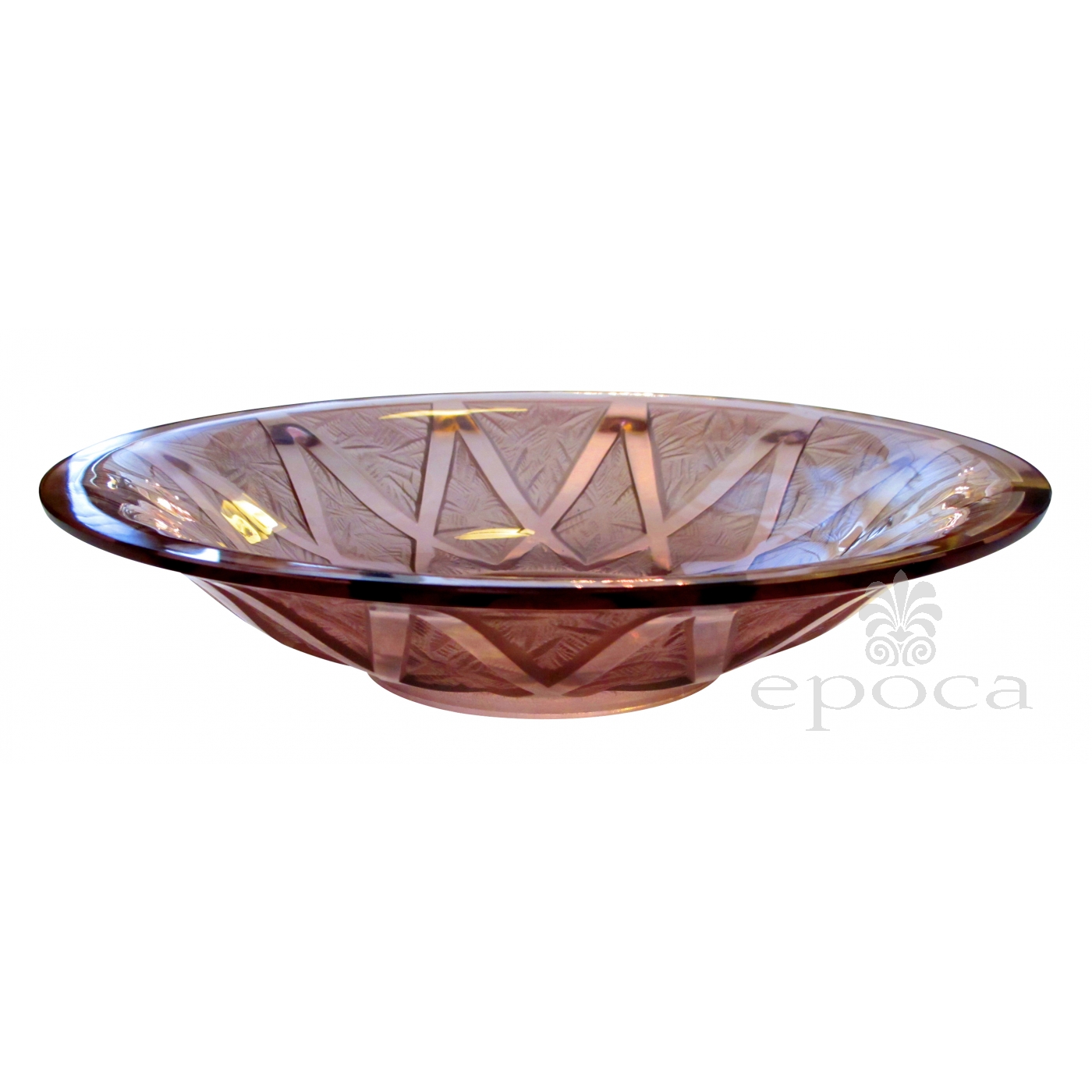 a large-scaled french art deco frosted and clear amethyst glass