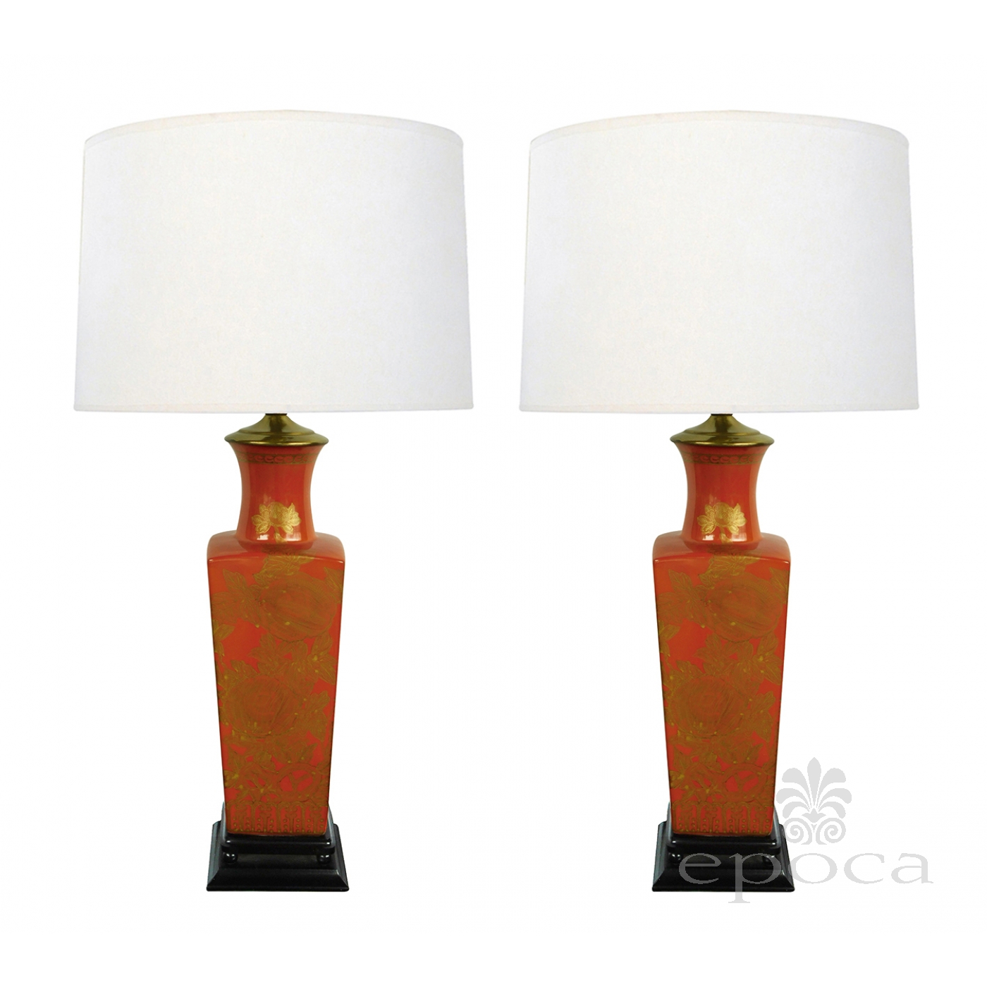 red orange table lamps